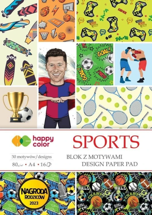Blok z motywami Sports A4 16 ark HAPPY COLOR, GDD