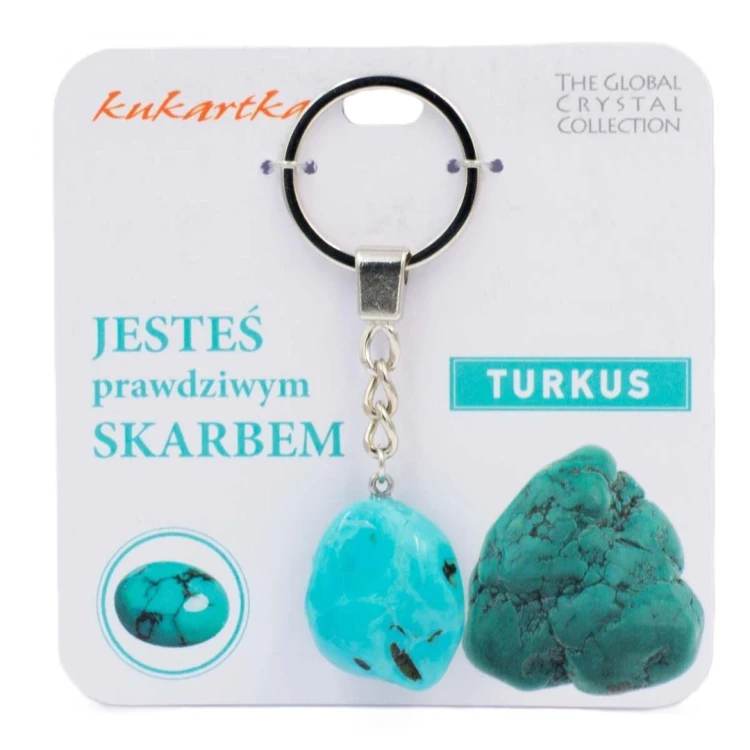 Brelok Jesteś skarbem turkus, Kukartka