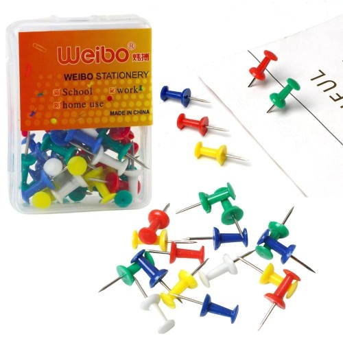 Pinezki biurowe kolorowe 40szt, Leantoys