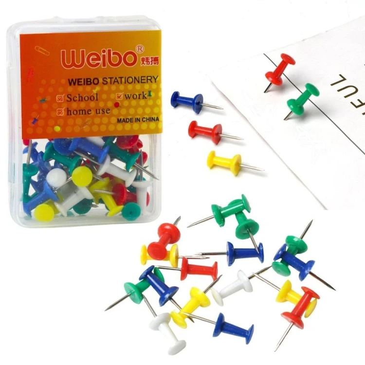 Pinezki biurowe kolorowe 40szt, Leantoys