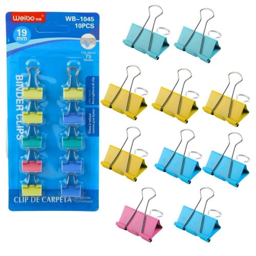 Klipsy biurowe kolorowe 10szt, Leantoys