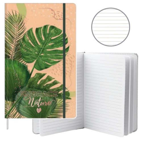 Notatnik A5/80K linia Liście Monstera, Leantoys