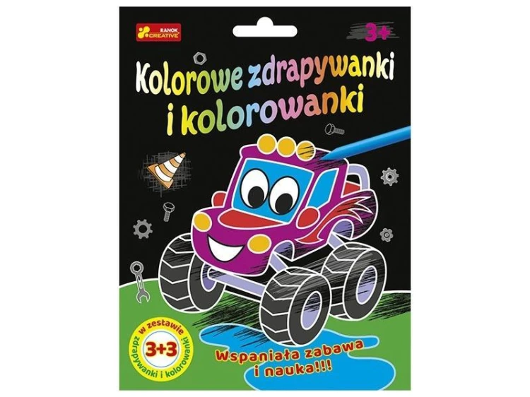 Zdrapywanki&kolorowanki Autka i dinuś 3+3