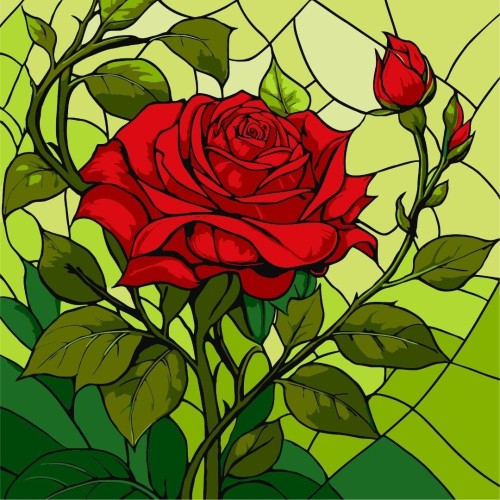 Malowanie po numerach - Witraż. Róża 30x30cm