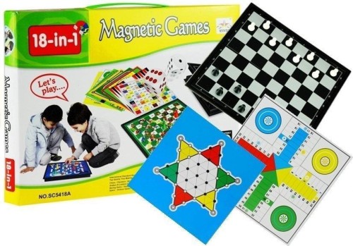 Zestaw gier 18w1 szachy magnetyczne, Leantoys