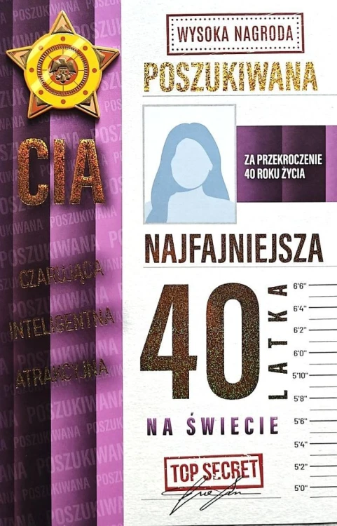 Karnet Urodziny 40 damskie poszukiwana
