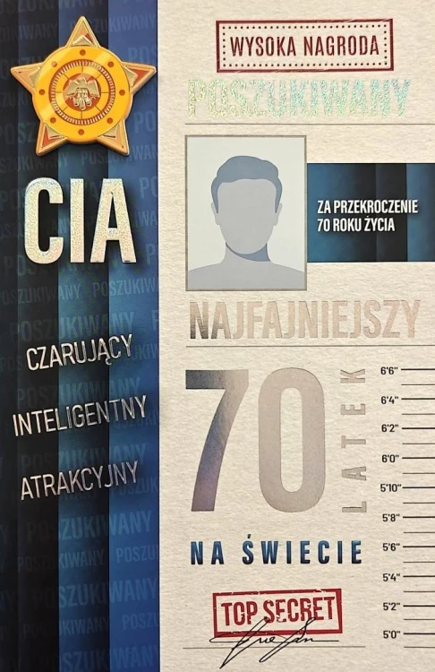 Karnet Urodziny 70 męskie poszukiwany