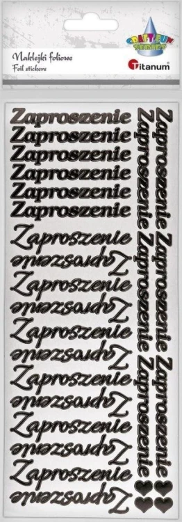 Naklejki foliowe napis Zaproszenie 28szt, Titanum
