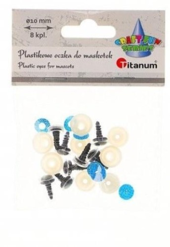 Oczy do maskotek plastikowe 10mm z mocowaniem 8szt