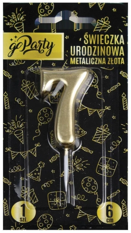 Świeczka urodzinowa 7 Metaliczna złota