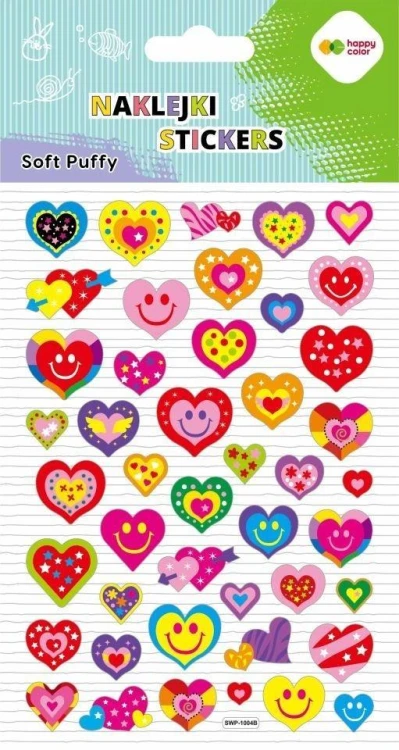 Naklejki 3D Soft Puffy Hearts 110x205 HAPPY COLOR