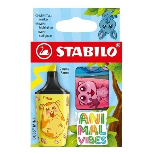 Zakreślacze mini Animal vibes set 3szt, Stabilo