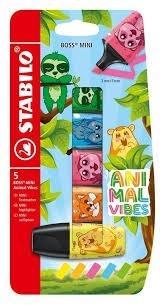 Zakreślacze mini Animal vibes set 5szt, Stabilo