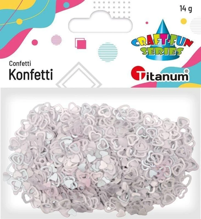 Konfetti Serca puste 7mm i pełne 5mm perłowe 14g