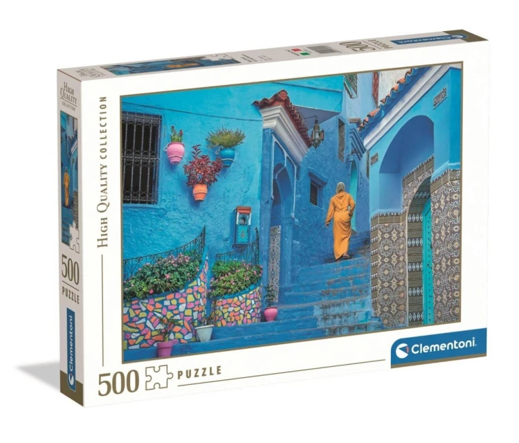 Puzzle 500 Blue Street of Chefchaouen, Clementoni