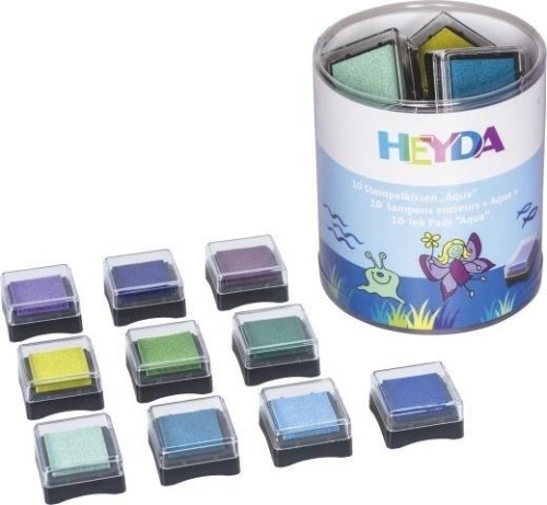 Zestaw poduszek do stempli mini 10szt Aqua, Heyda