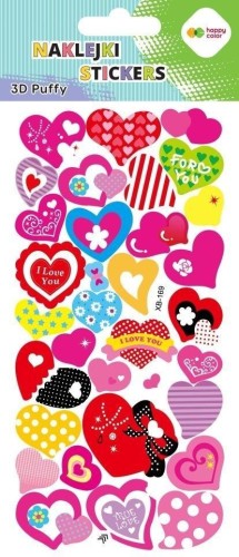 Naklejki 3D Puffy Hearts 9,5x22cm HAPPY COLOR, GDD