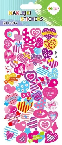 Naklejki 3D Puffy Pink Hearts 9,5x22cm HAPPY COLOR