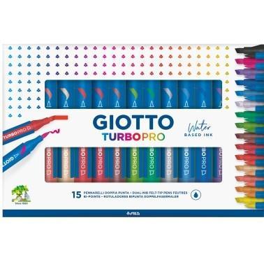 Markery dwustronne Turbo Pro 15 kolorów GIOTTO
