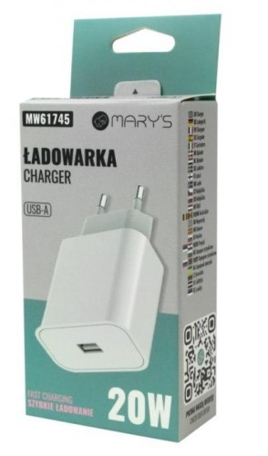 Ładowarka sieciowa 20W USB-A biała