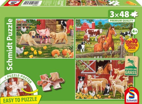 Puzzle 3x48 Zwierzęta na farmie, Schmidt