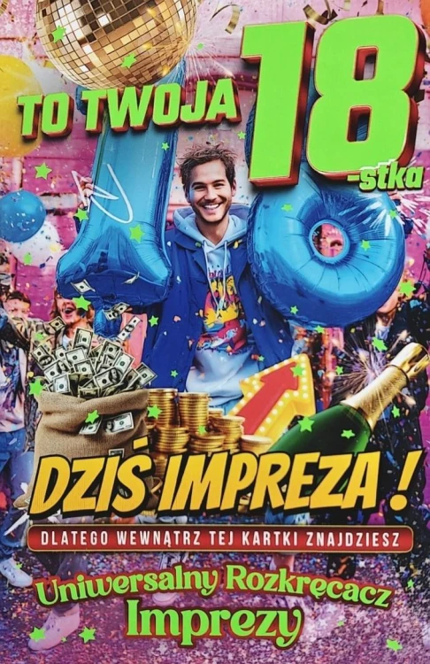 Karnet Urodziny 18 męskie