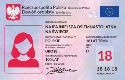 Karnet Dowód Osobisty 18 urodziny damskie