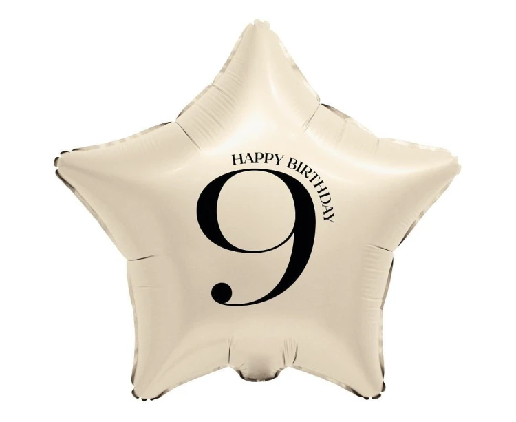 Balon foliowy Gwiazda kremowa cyfra 9 44cm