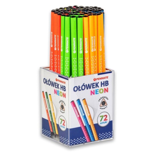 Ołówek trójkątny neonowy (72szt) PENMATE, Penmate