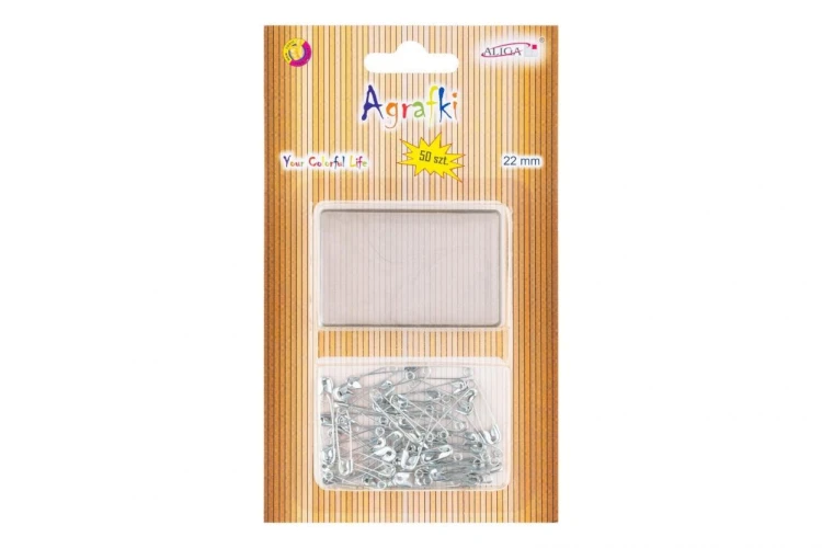 Agrafki srebrne 22mm 50szt, Aliga