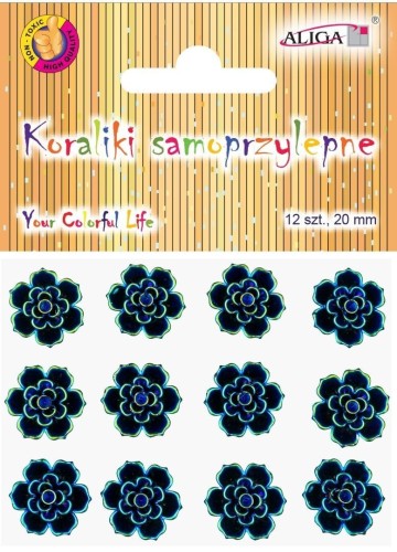 Dżety kryształki samoprzylepne kwiatki 20mm, Aliga