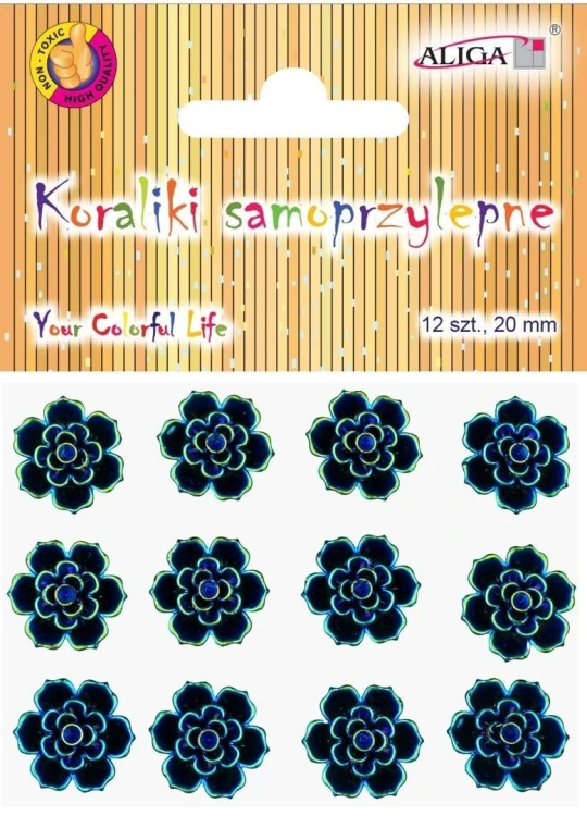 Dżety kryształki samoprzylepne kwiatki 20mm, Aliga