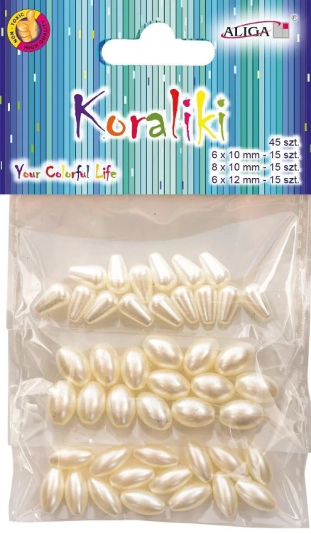 Koraliki plastikowe perłowe 45szt, Aliga