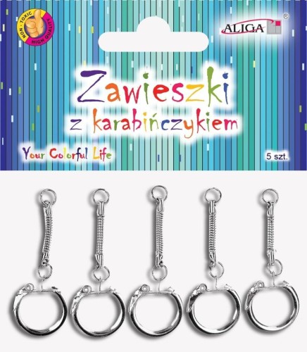 Zawieszki z karabińczykiem 6cm, 5szt, Aliga