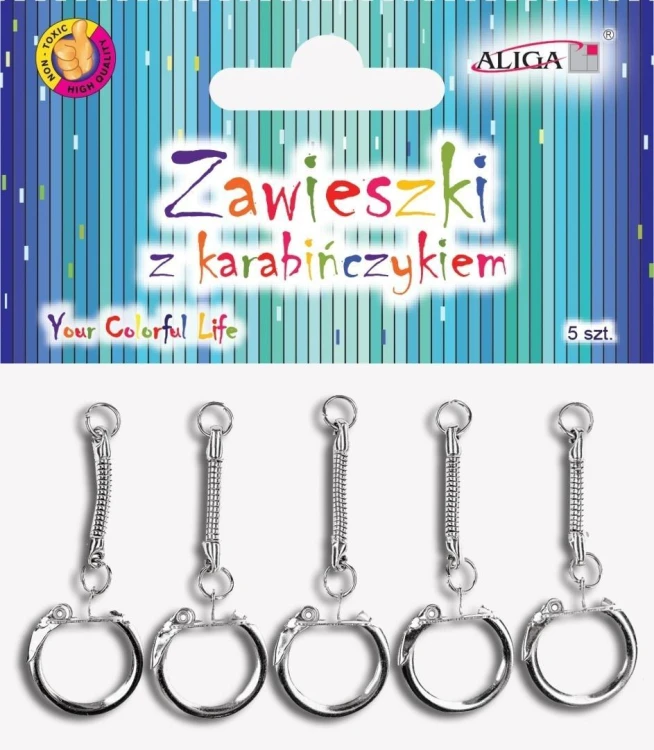 Zawieszki z karabińczykiem 6cm, 5szt, Aliga