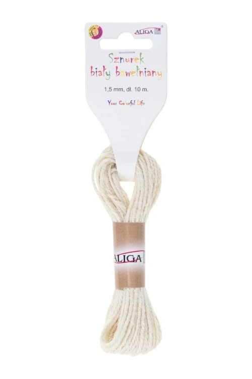 Sznurek bawełniany biały 1,5mmx10m, Aliga