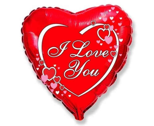 Balon Flexmetal foliowy I love you - red 46cm