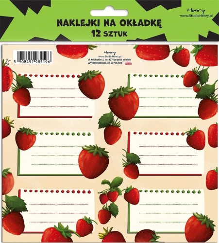 Naklejki na okładkę - Truskawka (12szt), Henry