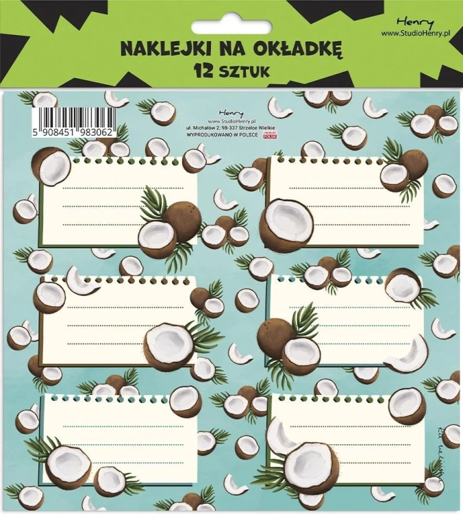 Naklejki na okładkę - Kokos (12szt), Henry