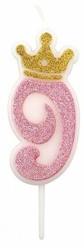 Świeczka 9 różowa 6,8cm PARTY GO