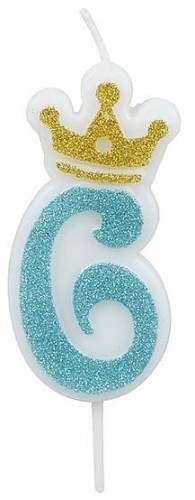 Świeczka 6 niebieska 6,8cm PARTY GO