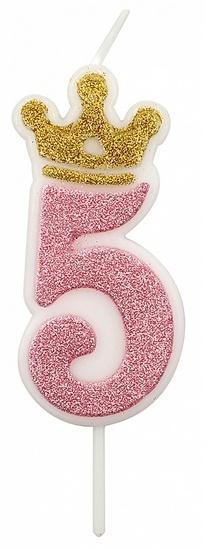 Świeczka 5 różowa 6,8cm PARTY GO