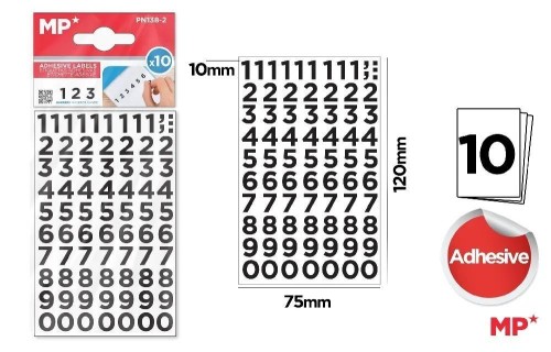 Naklejki cyferki 10mm 10 arkuszy, MP Main Paper