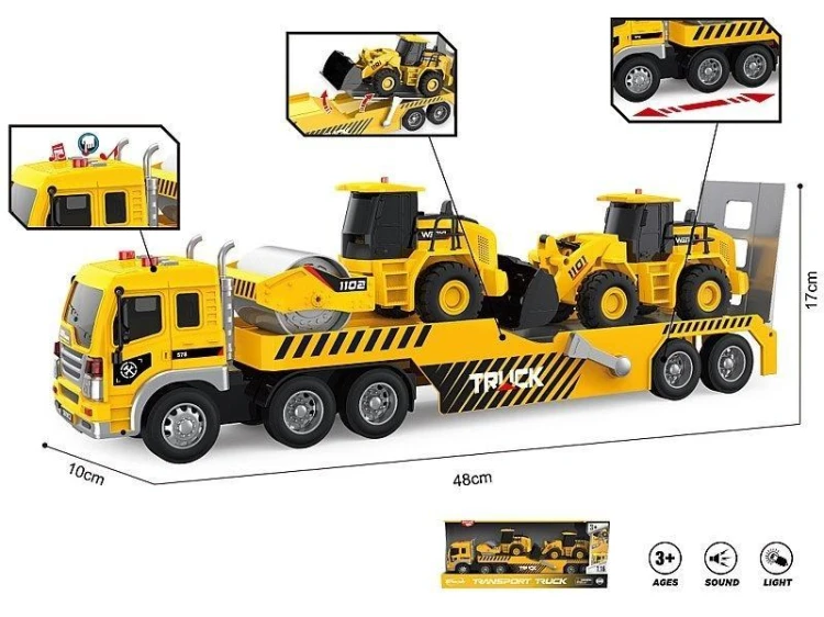 Auto ciężarowe z lawetą i 2 koparkami 1:16, ADAR