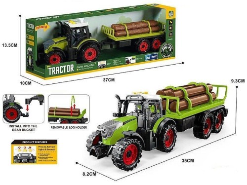 Traktor z przyczepą i drewnem 35x9x8cm, ADAR