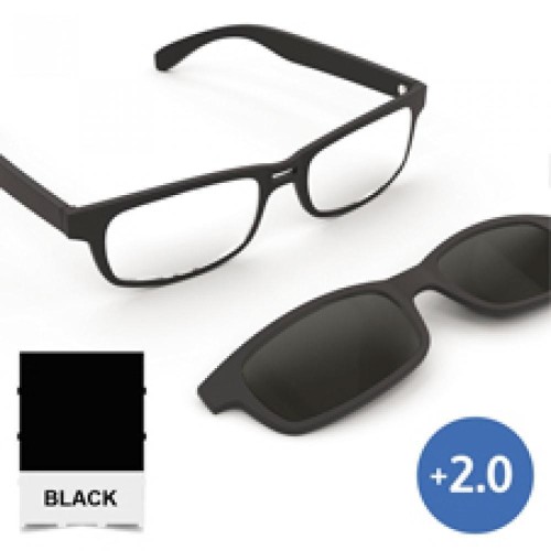 Sun Readers Okulary przeciwsłoneczne czarne +2.0