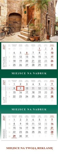 Kalendarz 2027 ścienny trójdzielny Toskania