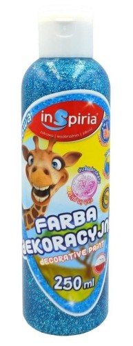 Farba dekoracyjna brokat niebieska 250ml, InSpiria