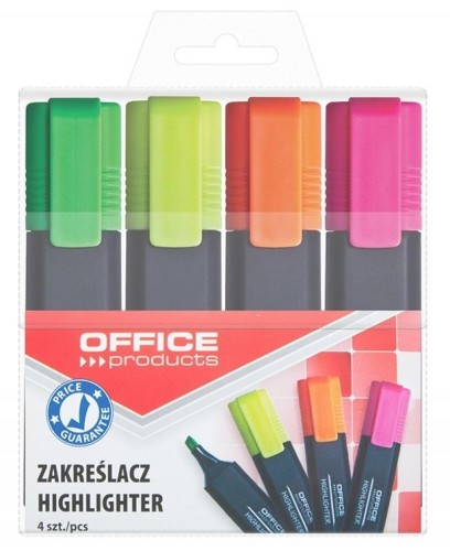 Zakreślacz fluorescencyjny 1-5mm 4szt, Office