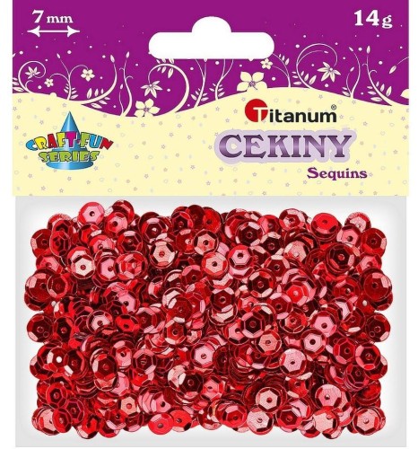 Cekiny 7mm metaliczne czerwone, Titanum